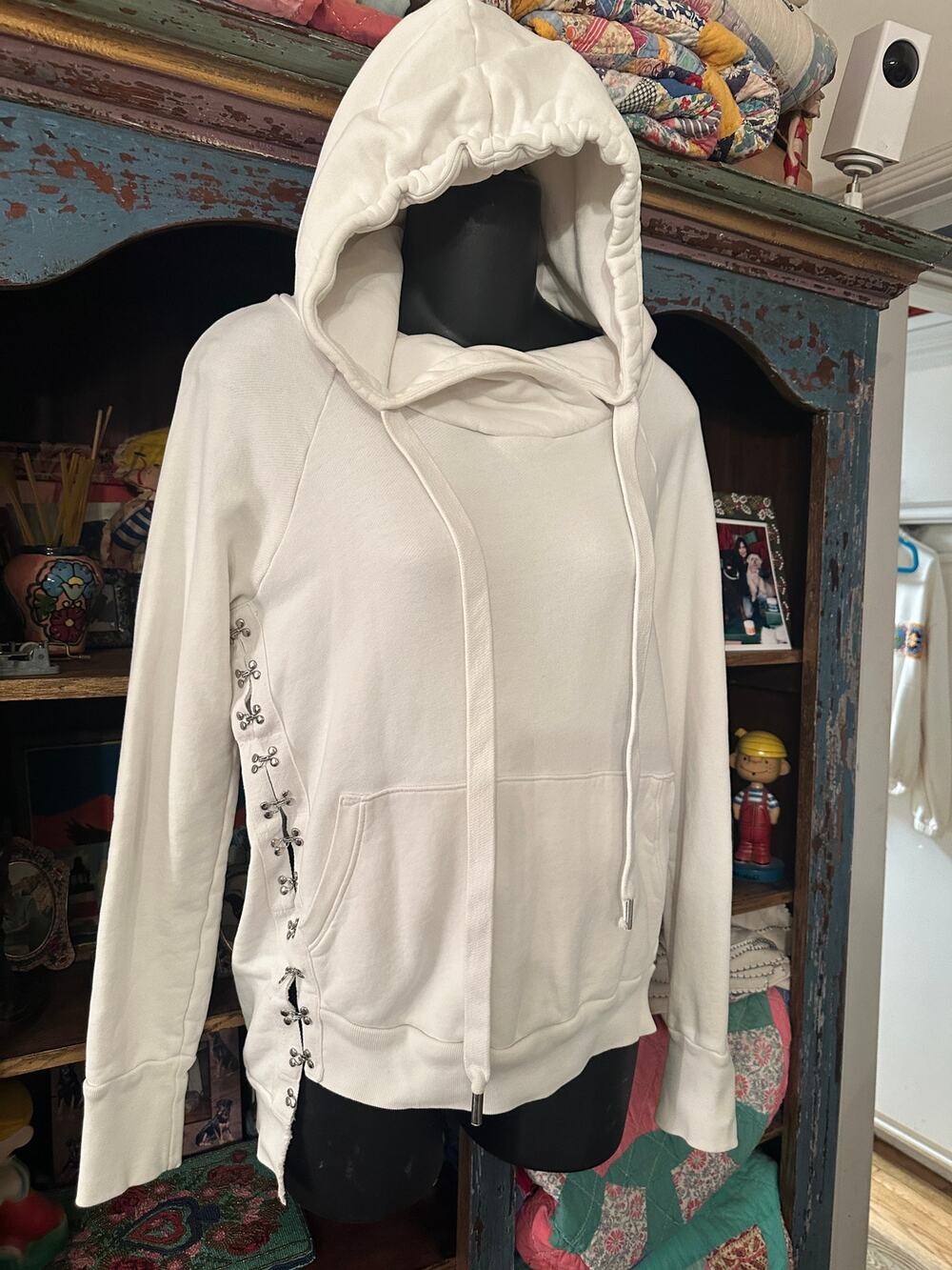 NSF MILDRED HOOK-AND-EYE HOODIE SWEATSHIRT ASYMMETRIC METAL HARDWARE